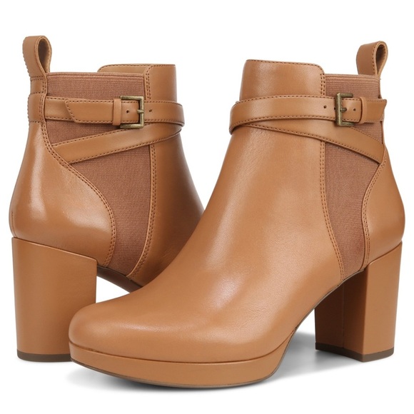 Vionic Shoes - Vionic Nella Women's Boots Size 8 Napa Tan Leather Comfort Platform Booties